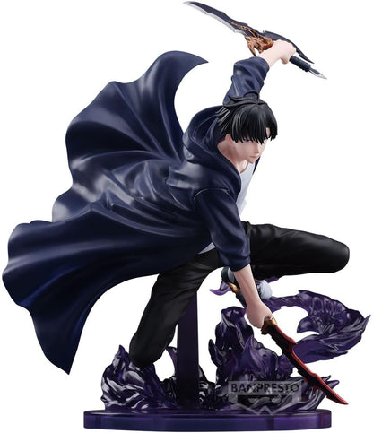 Statue of a character in a dark cloak with a sword, on a white background Banpresto Solo Leveling Sung Jin-woo Figure Authentic Bandai Spirits ESPRESTO Excite Motions Vol. 1 Shadow Monarch Assassin Action Statue