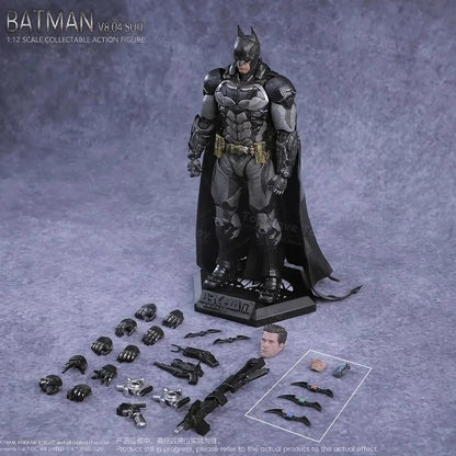 Batman action figure with interchangeable parts on a gray background Batman: Arkham Knight (Soldier Warrior Edition) 1/12 Scale Premium Action Figures by LPZZ