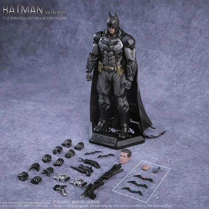 Batman action figure with interchangeable parts on a gray background Batman: Arkham Knight (Soldier Warrior Edition) 1/12 Scale Premium Action Figures by LPZZ