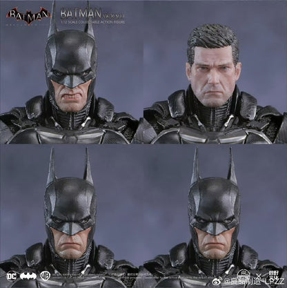 Batman action figure with detailed armor and helmet on a gray background Batman: Arkham Knight (Soldier Warrior Edition) 1/12 Scale Premium Action Figures by LPZZ