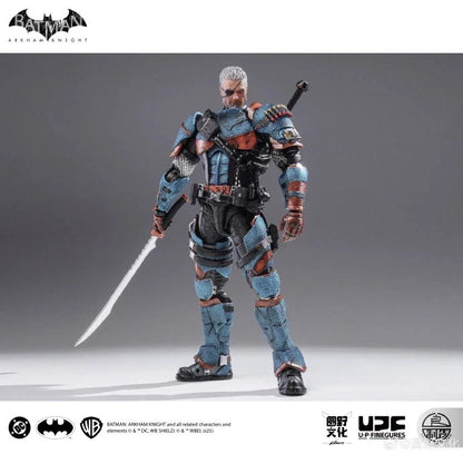 Action figure of a character in tactical gear with a sword, standing on a gray background. Batman: Arkham Knight (Soldier Warrior Edition) 1/12 Scale Premium Action Figures by LPZZ
