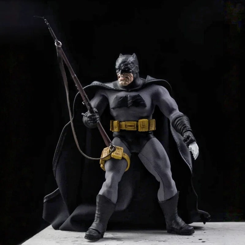 Batman action figure holding a spear on a dark background Batman: The Dark Knight Returns "Night Ranger" Collectible Action Figure by Joy Man Toys (JM004)