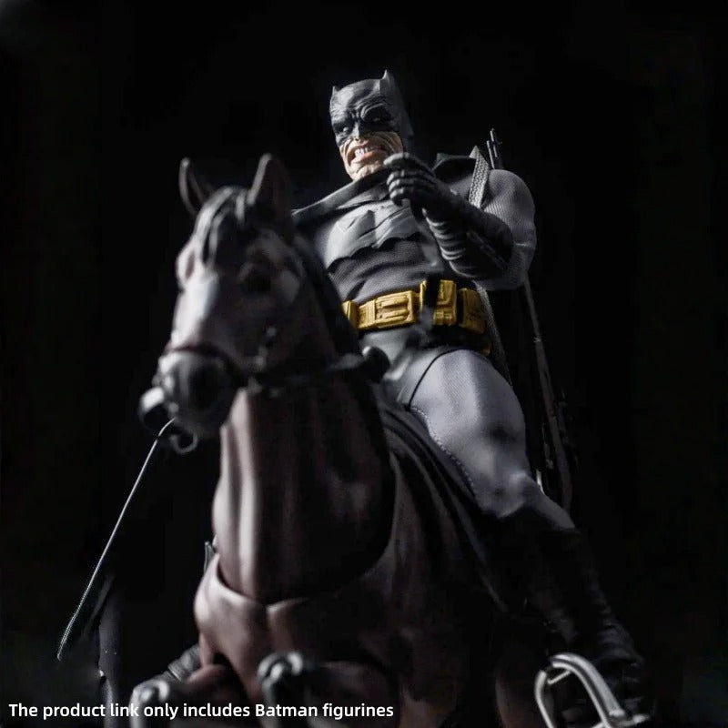 Batman figurine on a horse against a dark background Batman: The Dark Knight Returns "Night Ranger" Collectible Action Figure by Joy Man Toys (JM004)