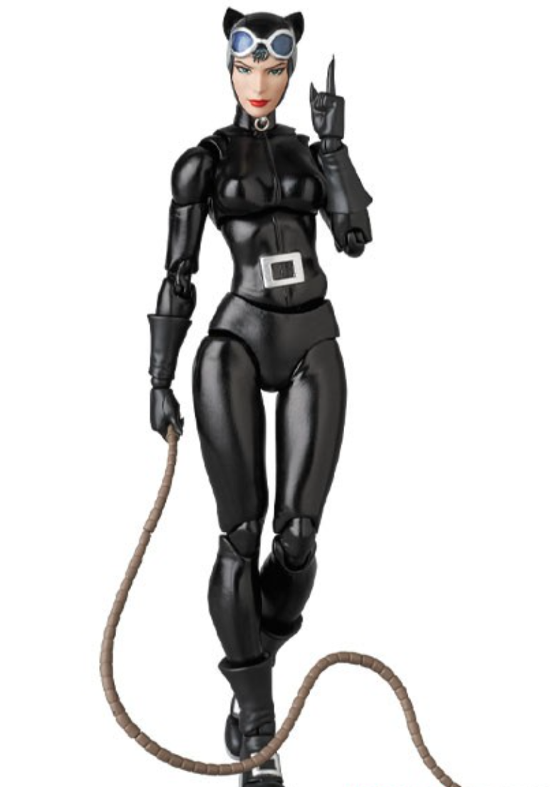 Action figure of a character in a black costume with a belt and gloves, holding a rope on a white background. Catwoman: Hush Edition (No. 123) 1/12 Scale Collectible Action Figure