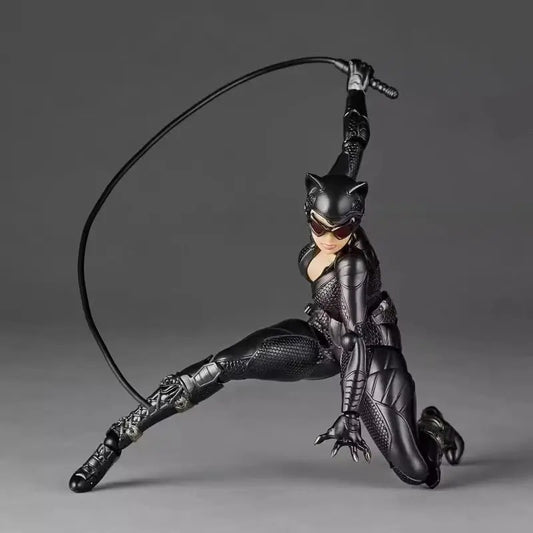 Catwoman action figure in a dynamic pose with a gray background Catwoman (Selina Kyle) Amazing Yamaguchi 1/12 Scale Action Figure by Kaiyodo