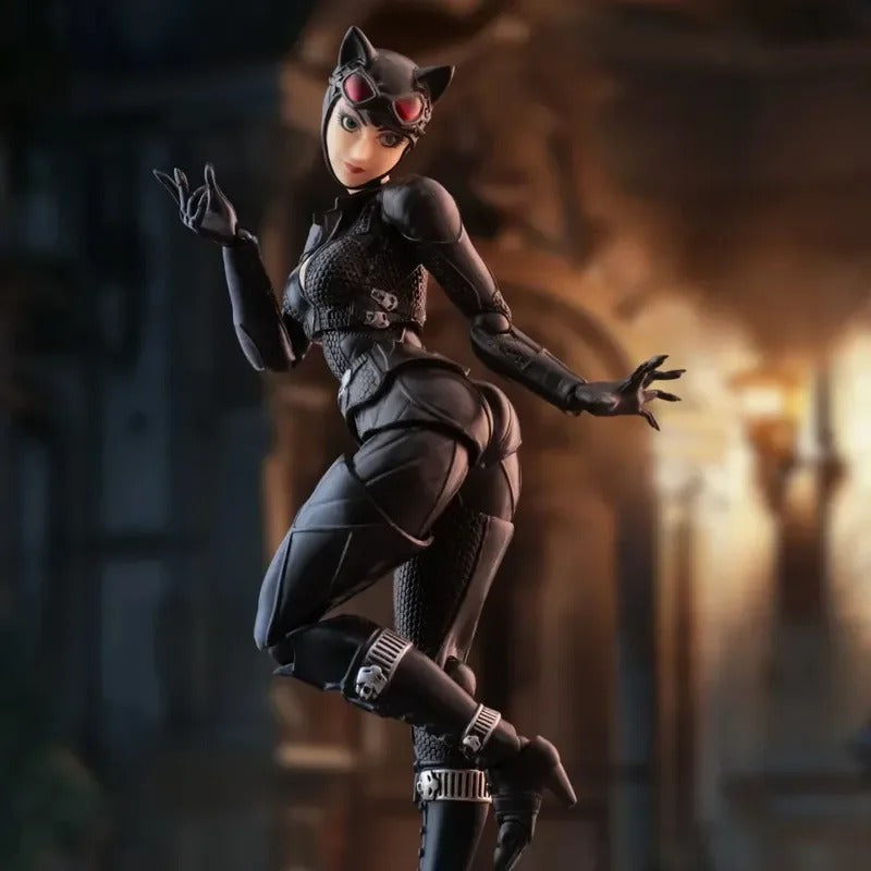 Catwoman action figure in a dark alleyway Catwoman (Selina Kyle) Amazing Yamaguchi 1/12 Scale Action Figure by Kaiyodo