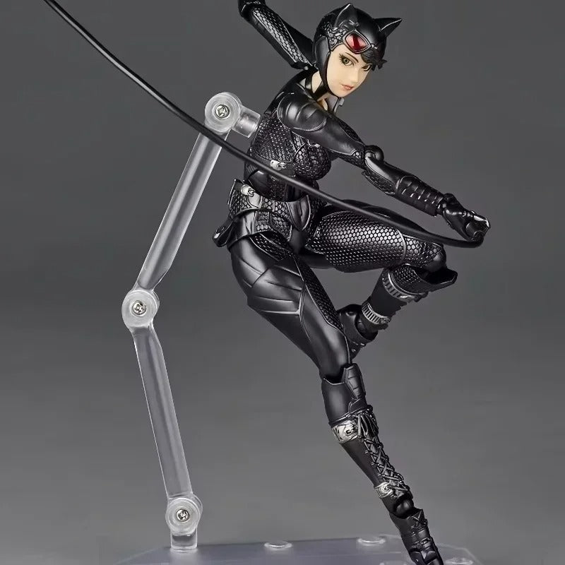 Action figure of a character in black and gray costume on a gray background Catwoman (Selina Kyle) Amazing Yamaguchi 1/12 Scale Action Figure by Kaiyodo