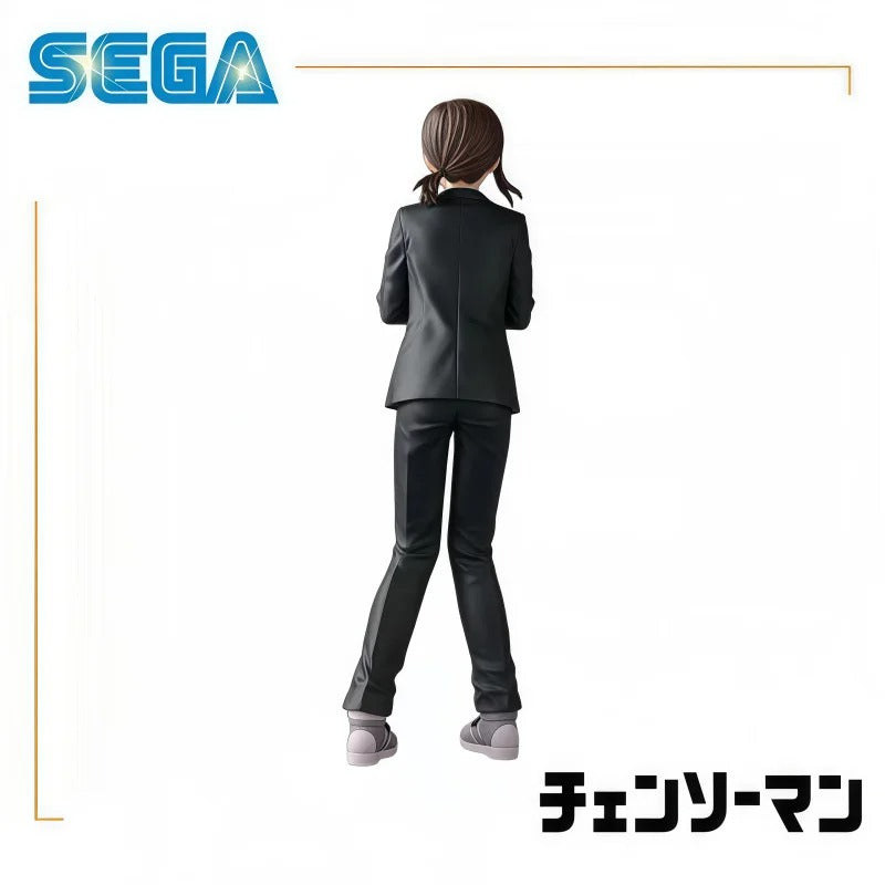 Character figure in a black suit with 'SEGA' logo above on a white background Chainsaw Man Kobeni Higashiyama Authentic Figure – Public Safety Devil Hunter Character Statue by SEGA back