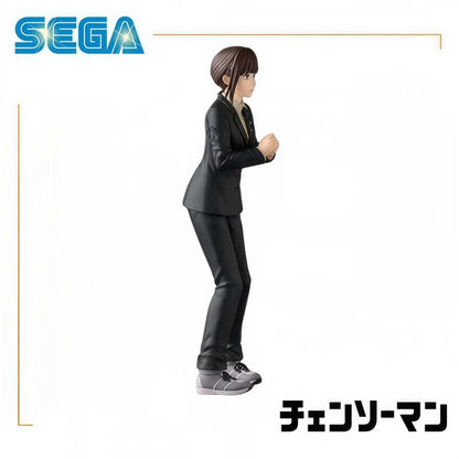 Figurine of a character in a black suit with Sega logo on a white background Chainsaw Man Kobeni Higashiyama Authentic Figure – Public Safety Devil Hunter Character Statue by SEGA side