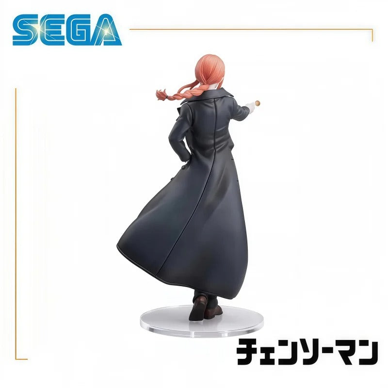 Figure of a character in a long coat with 'SEGA' logo above on a white background Chainsaw Man Makima Authentic 22cm Luminasta Figure – Iconic Lollipop Pose Public Safety Control Devil Statue by SEGA back