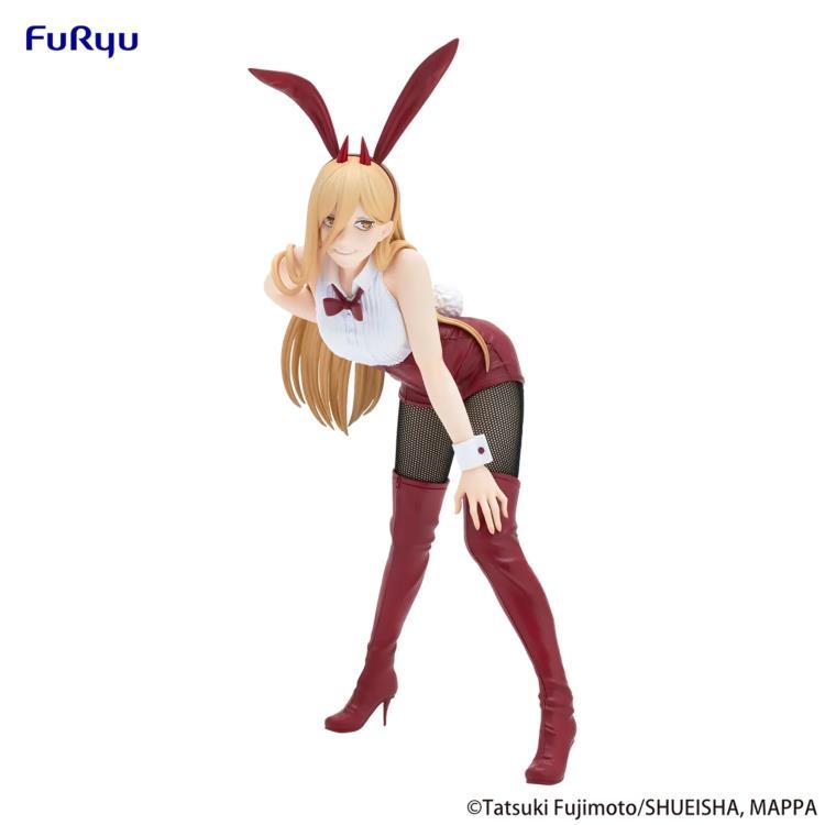 Anime character figurine in bunny costume with Fur Ryu branding. Chainsaw Man Power Authentic 25cm BiCute Bunnies Figure – Real Fabric Fishnet Tuxedo Costume Statue by FuRyu