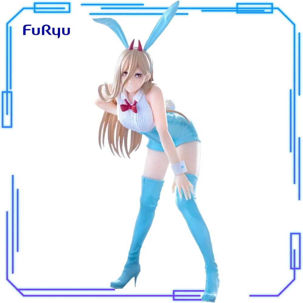 Anime character figurine in bunny costume with 'Furyu' branding Chainsaw Man Power (Light Blue Ver.) & Makima (Red Ver.) Authentic BiCute Bunnies Figures – Real Fabric Fishnet Special Edition Individual Selection / Twin Pack Statue by FuRyu power 