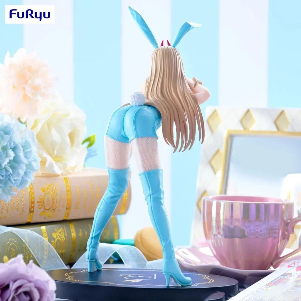Anime character figurine with bunny ears on a decorative table Chainsaw Man Power (Light Blue Ver.) & Makima (Red Ver.) Authentic BiCute Bunnies Figures – Real Fabric Fishnet Special Edition Individual Selection / Twin Pack Statue by FuRyu power bak