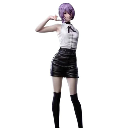 Person wearing a white blouse with black accents and a black leather skirt on a white background Chainsaw Man Reze Authentic 1/6 Scale 32cm Premium PVC Statue – Bomb Devil Arc Exquisite Standing Figure with Bonus Standalone Display Bust side