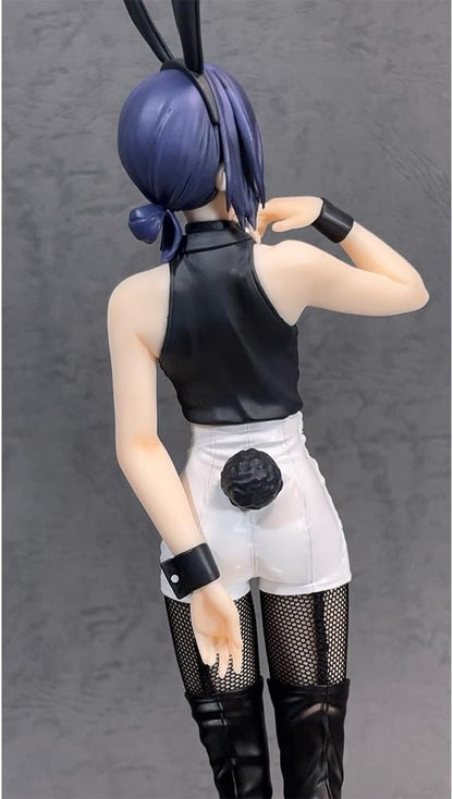 Figure with blue hair and black outfit on a gray background Chainsaw Man Reze Authentic 27cm BiCute Bunnies Figure – Real Fabric Fishnet Tuxedo Costume Movie Statue by FuRyu back