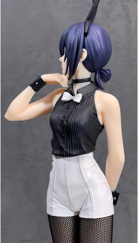Figure of a character with purple hair and a black top on a gray background Chainsaw Man Reze Authentic 27cm BiCute Bunnies Figure – Real Fabric Fishnet Tuxedo Costume Movie Statue by FuRyu