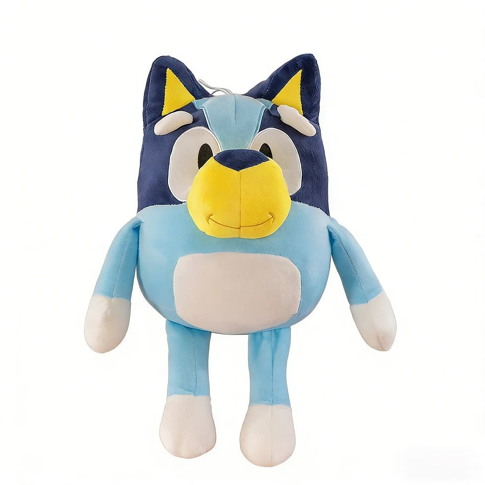 Blue and yellow plush toy on a white background Complete Bluey Family 4-Pack Collection – 14-Inch Premium Cotton Plush Bundle by Titantoons