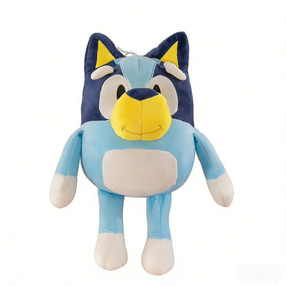 Blue and yellow plush toy on a white background Complete Bluey Family 4-Pack Collection – 14-Inch Premium Cotton Plush Bundle by Titantoons
