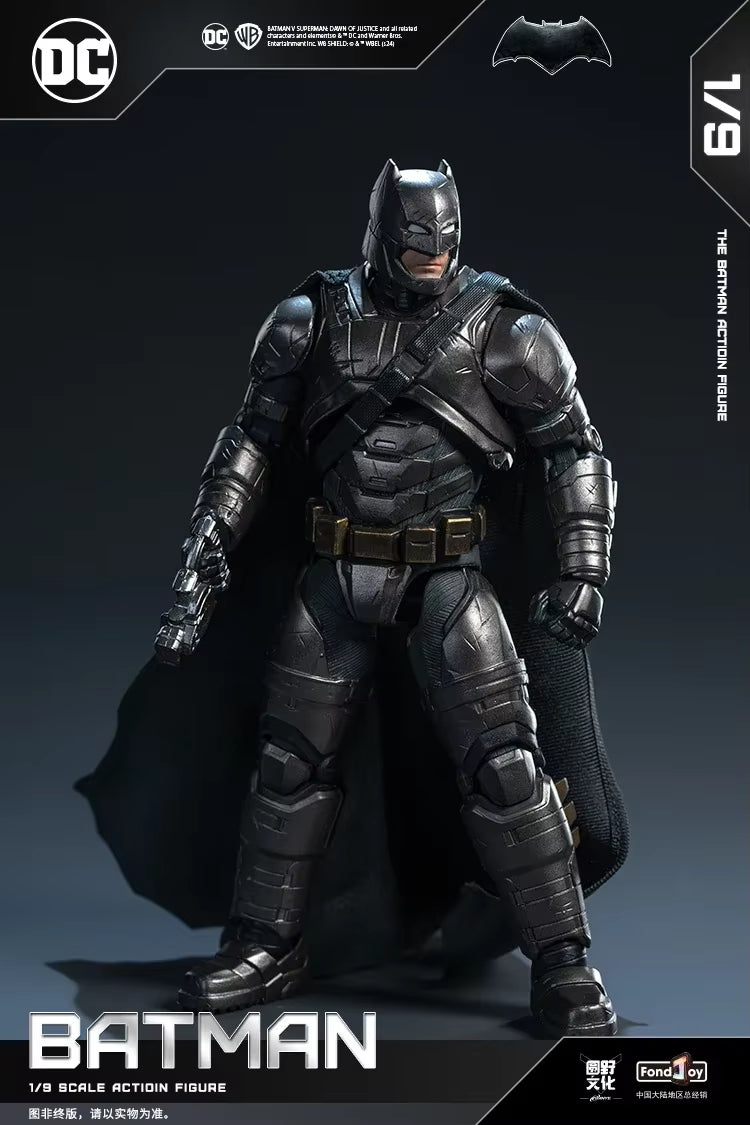 Batman action figure with detailed armor on a dark background DC Comics Armored Batman (Batman v Superman Edition) 1/9 Scale Premium Action Figure by FondJoy