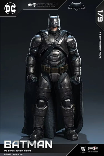 Batman action figure with detailed armor and cape on a dark background DC Comics Armored Batman (Batman v Superman Edition) 1/9 Scale Premium Action Figure by FondJoy