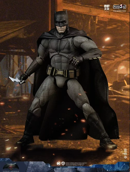 Batman figure in a dynamic pose with a dark background DC Comics Batman (Tactical/Justice League Edition) 1/9 Scale Premium Action Figure by FondJoy