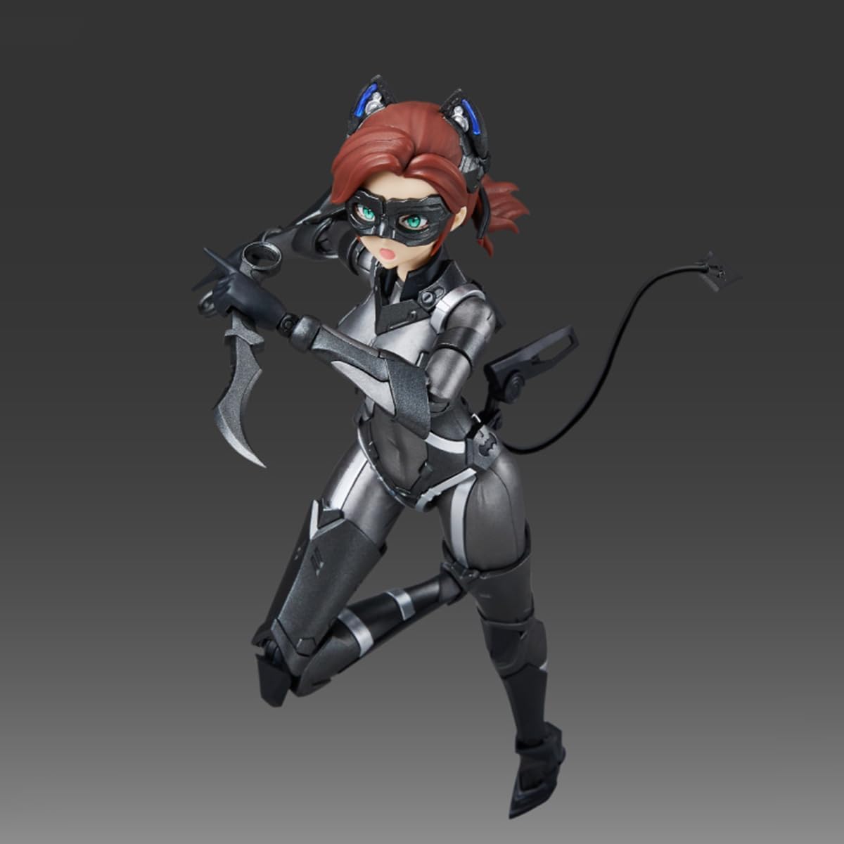 Animated character in a futuristic suit with a bow on a gradient background DC Comics Catwoman & Bat-Pod (DC-02) 1/10 Scale Mecha-Girl Model Kit by MS General 