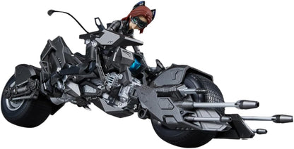 Toy motorcycle with a character on top against a white background DC Comics Catwoman & Bat-Pod (DC-02) 1/10 Scale Mecha-Girl Model Kit by MS General