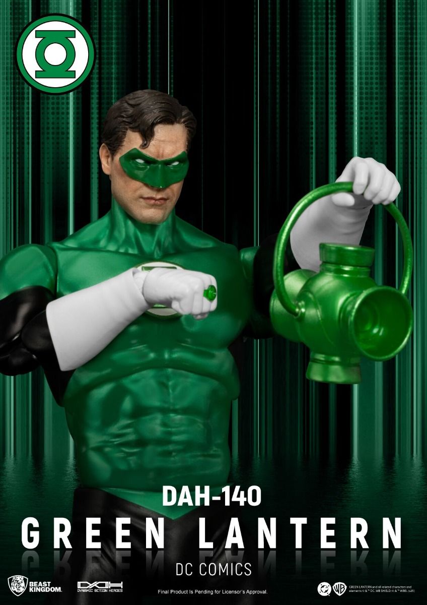 Green Lantern costume with lantern and logo on a green background DC Comics Green Lantern (Hal Jordan) DAH-140 Dynamic 8ction Heroes 1/9 Scale Premium Figure by Beast Kingdom