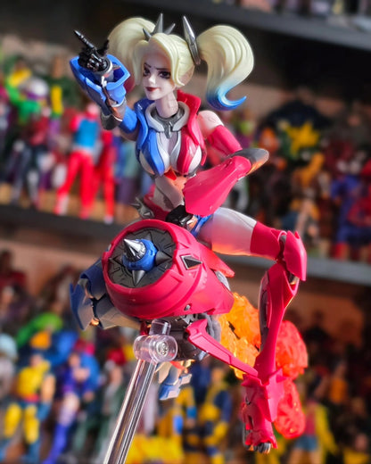 Action figure of a character with a colorful background DC Comics Harley Quinn (Shining Version) 1/12 Scale Precision Assembly Figure by Blokees