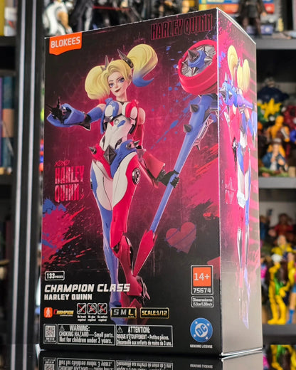 Boxed figure of Harley Quinn from DC Comics, featuring vibrant colors and character design. DC Comics Harley Quinn (Shining Version) 1/12 Scale Precision Assembly Figure by Blokees