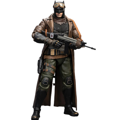 Action figure in a detailed costume with a weapon on a white background DC Comics Knightmare Desert Batman (Batman v Superman Edition) 1/9 Scale Premium Action Figure by FondJoy