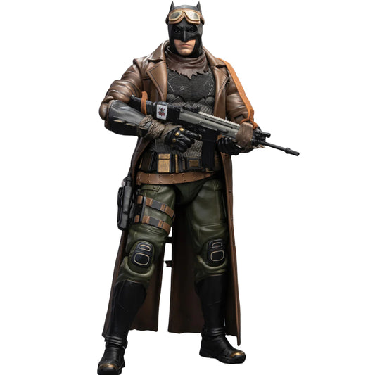 Action figure in a detailed costume with a weapon on a white background DC Comics Knightmare Desert Batman (Batman v Superman Edition) 1/9 Scale Premium Action Figure by FondJoy
