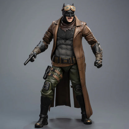 Action figure in a detailed costume with a brown coat and green pants on a gray background DC Comics Knightmare Desert Batman (Batman v Superman Edition) 1/9 Scale Premium Action Figure by FondJoy
