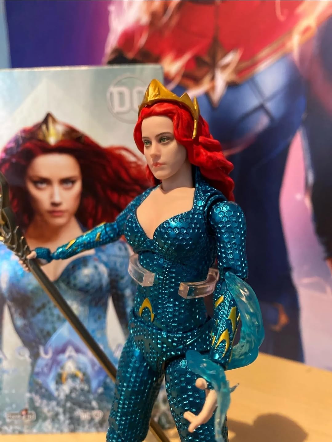 Action figure of a character in a blue costume with red hair and a crown, standing in front of a blurred background. DC Comics Mera (Aquaman and the Lost Kingdom Edition) 1/9 Scale Premium Action Figure by FondJoy