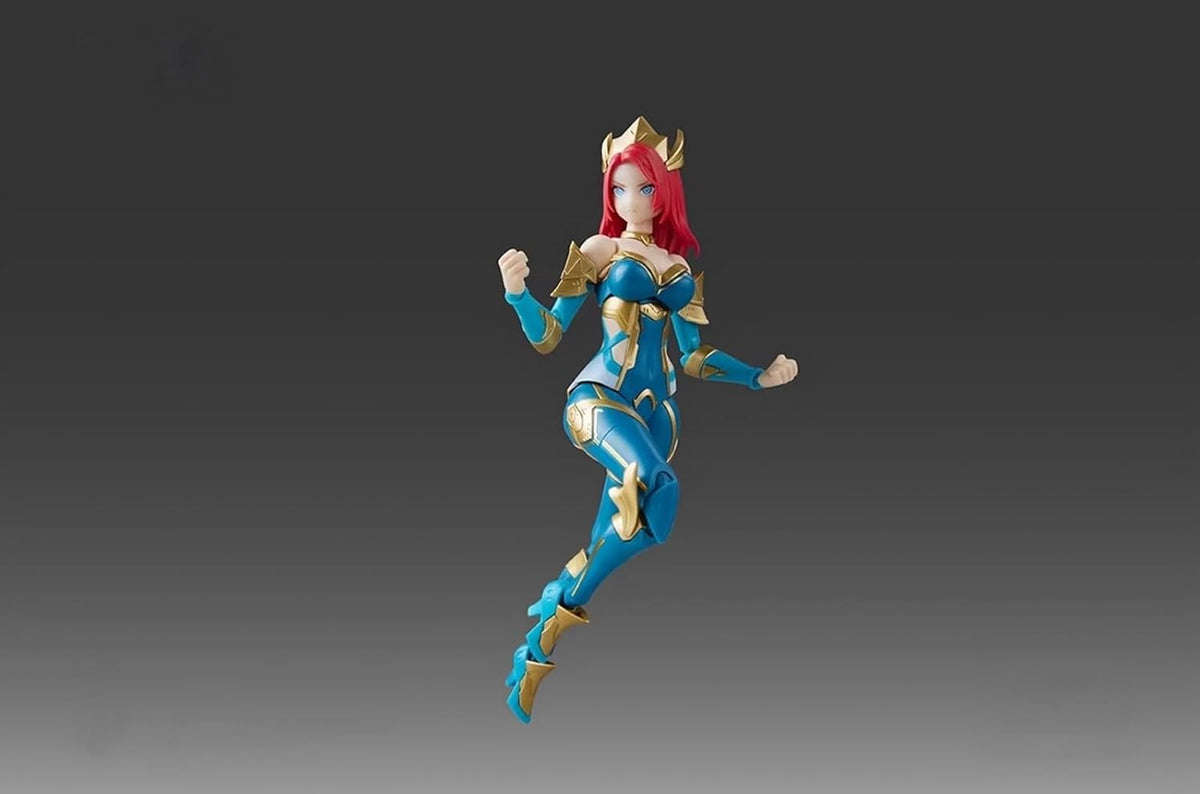 Action figure in blue and gold costume on a gray background DC Comics Mera (DC-04) 1/10 Scale Mecha-Girl Model Kit by MS General