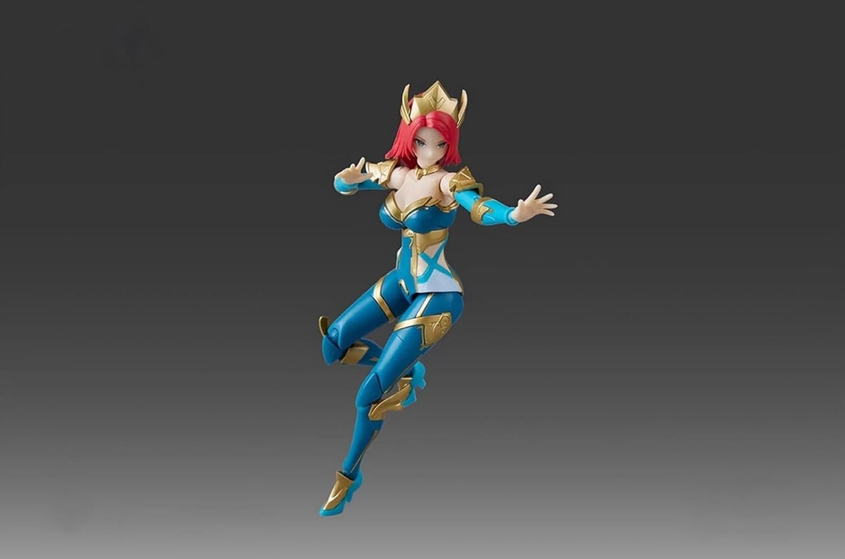 Action figure in blue and gold costume on a gray background DC Comics Mera (DC-04) 1/10 Scale Mecha-Girl Model Kit by MS General