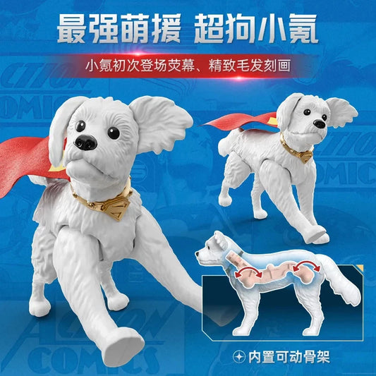 White dog figurine with red cape and gold collar on a blue background DC Comics Superman (Clark Kent Edition) 1/12 Scale Precision Assembly Figure by Blokees