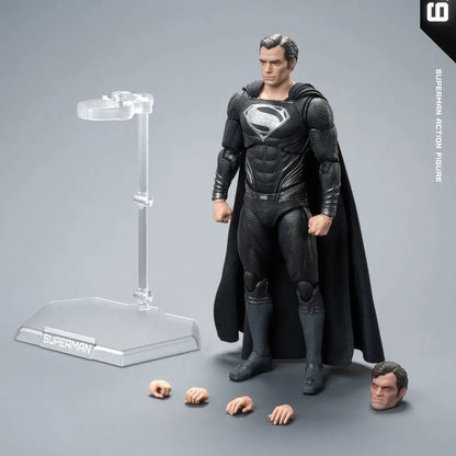 Superman action figure with interchangeable parts on a gray background DC Comics Superman (Zack Snyder's Justice League Version 2.0) 1/9 Scale Premium Action Figure by FondJoy