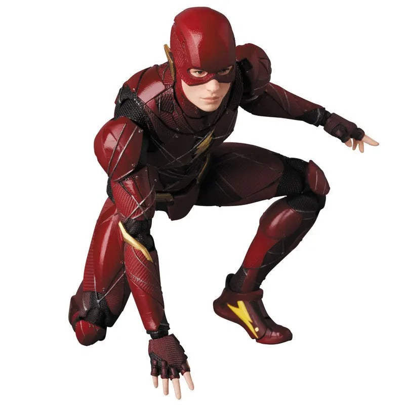 Superhero figure in red and black suit with gold accents on a white background DC Comics The Flash (Justice League Movie Series) Mafex No.058 Action Figure