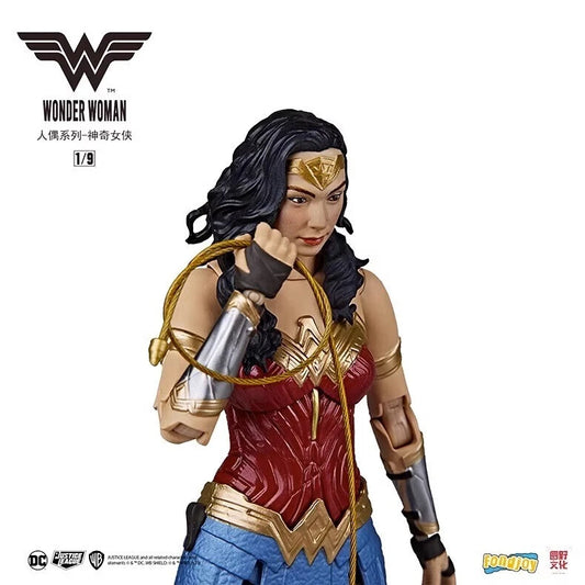 Wonder Woman action figure with logo and branding on a white background DC Comics Wonder Woman (Justice League Series) 1/9 Scale Premium Action Figure by FondJoy