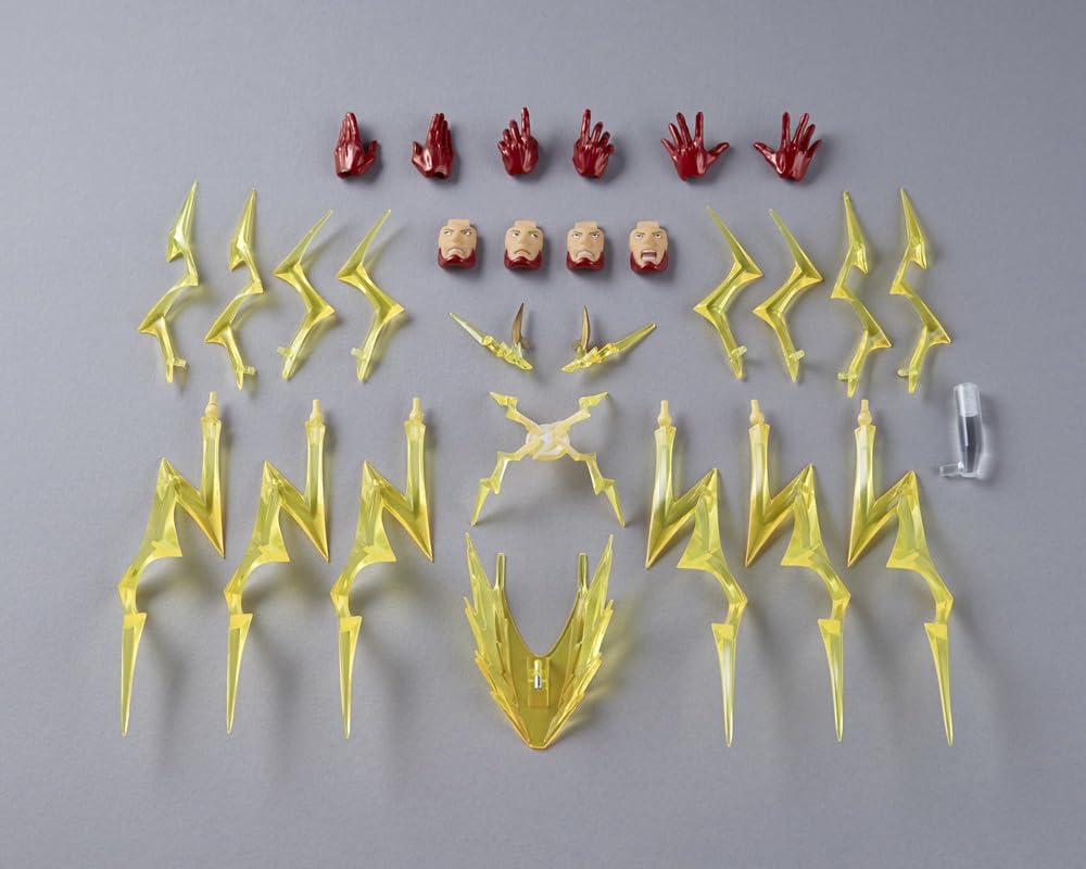Collection of yellow and red toy parts on a gray background DC Heroes The Flash (Amazing Yamaguchi No.042) Revoltech Action Figure by Kaiyodo