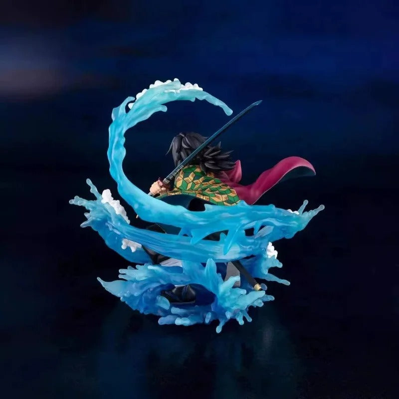 Figurine of a character on a wave with a dark background Demon Slayer: Kimetsu no Yaiba Giyu Tomioka Authentic 17cm PVC Figure – Water Breathing Eleventh Form Dead Calm Special Edition