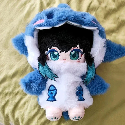Plush toy with anime character design on a gold fabric background Demon Slayer: Kimetsu no Yaiba Muichiro Tokito Premium 20cm Super Soft Plushie Doll – Kawaii Marine Kigurumi Costume Edition