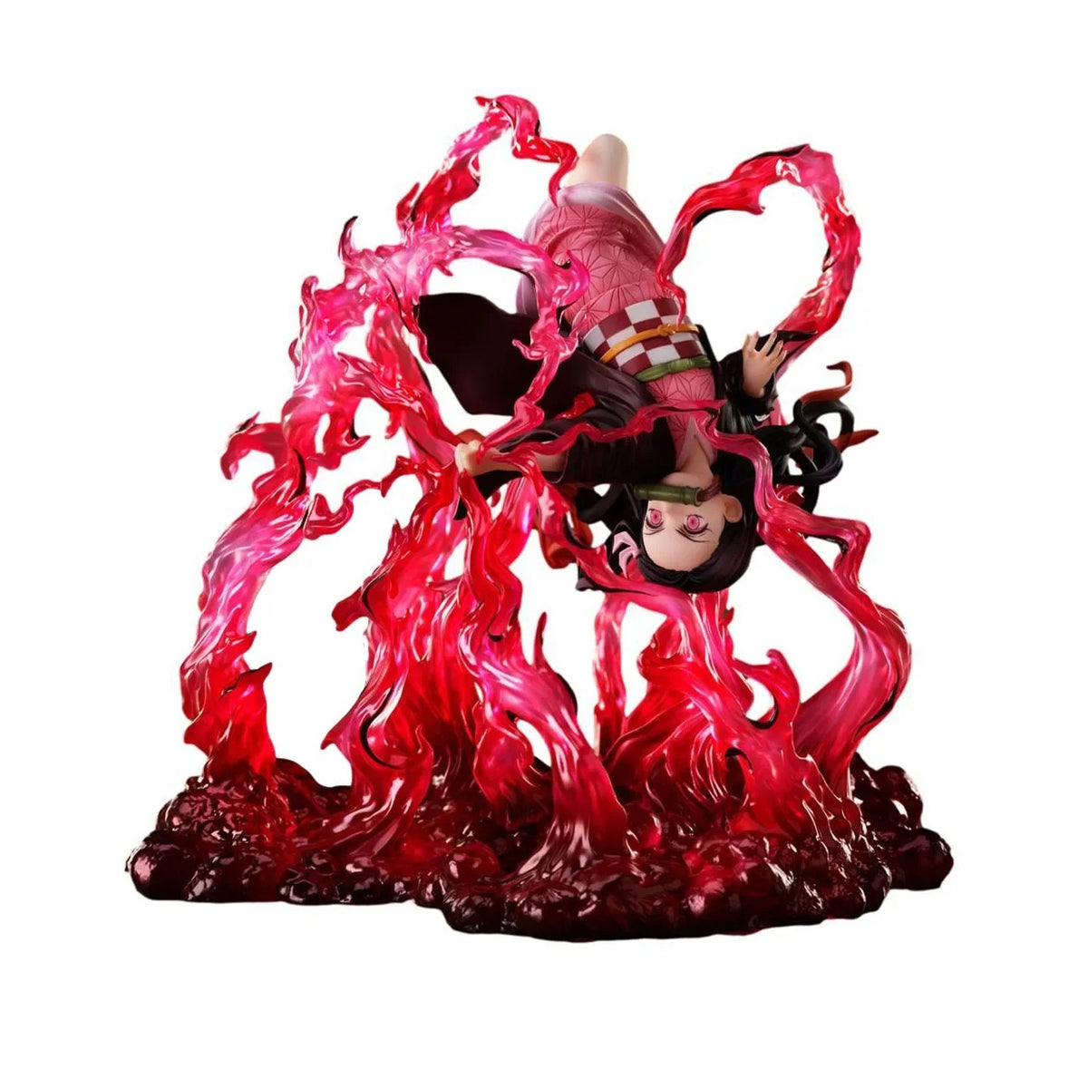 Figurine with dynamic pose surrounded by pink energy on a white background Demon Slayer: Kimetsu no Yaiba Nezuko Kamado Authentic 16cm PVC Figure – Blood Demon Art Exploding Blood Special Edition