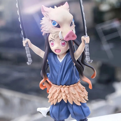 Anime character figurine with wolf-like head on a blurred background Demon Slayer: Kimetsu no Yaiba Nezuko Kamado Authentic 20cm PVC Figure – Hashibira Inosuke Beast Cosplay Cross-Over Edition 3