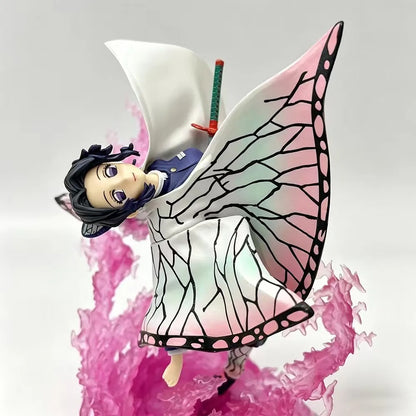 Anime character figurine with butterfly wings on a pink and white background Demon Slayer: Kimetsu no Yaiba Shinobu Kocho Authentic GK Style Premium PVC Figure – Insect Breathing Butterfly Dance Edition