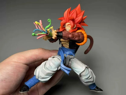 Action figure held in hand against a gray background Demoniacal Fit Dragon Ball GT/Z: Super Saiyan 4 Gogeta Authentic 15cm Premium 3.0 Generation Articulated Action Figure