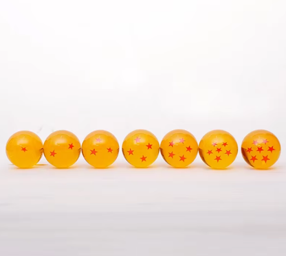Dragon Ball Z balls with red stars on a white background Dragon Ball Z: Premium 2.2-Inch Crystal Star Ball – High-Density Resin Prop Replica & Desk Display Edition