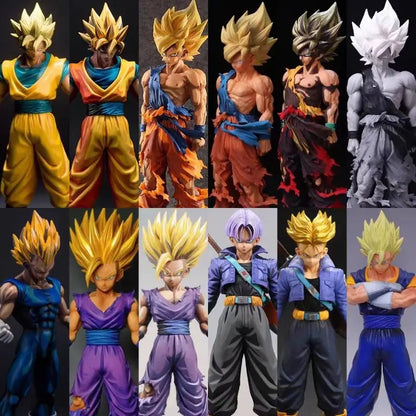Collage of various Super Saiyan characters in different poses and colors.