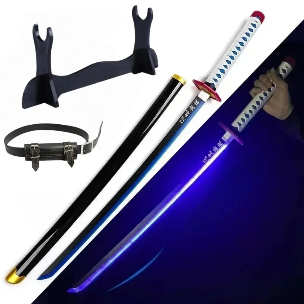 Demon Slayer 40-Inch Illuminated LED Bamboo Nichirin Katana Prop Replicas – Next-Gen USB-C Rechargeable Touch-Activated Cosplay & Display Series